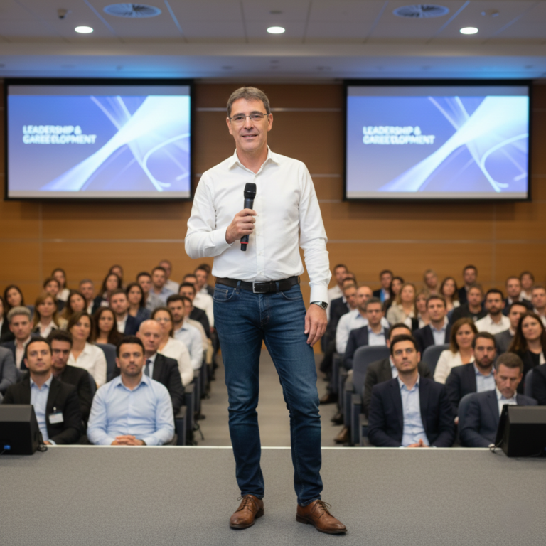 Renato Tomé, autor mentor e palestrante, no palco